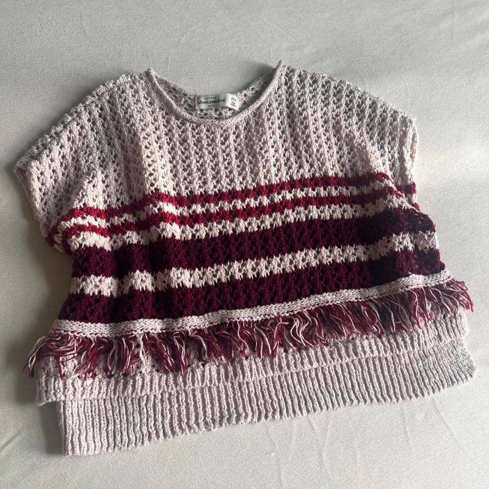 Abercrombie & Fitch Large Knit oversized Fringe Boho Hippie Festival Summer